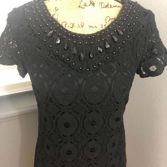Ronni Nicole women’s Black eyelet beaded detail dress size 6 💕 - Picture 3 of 7